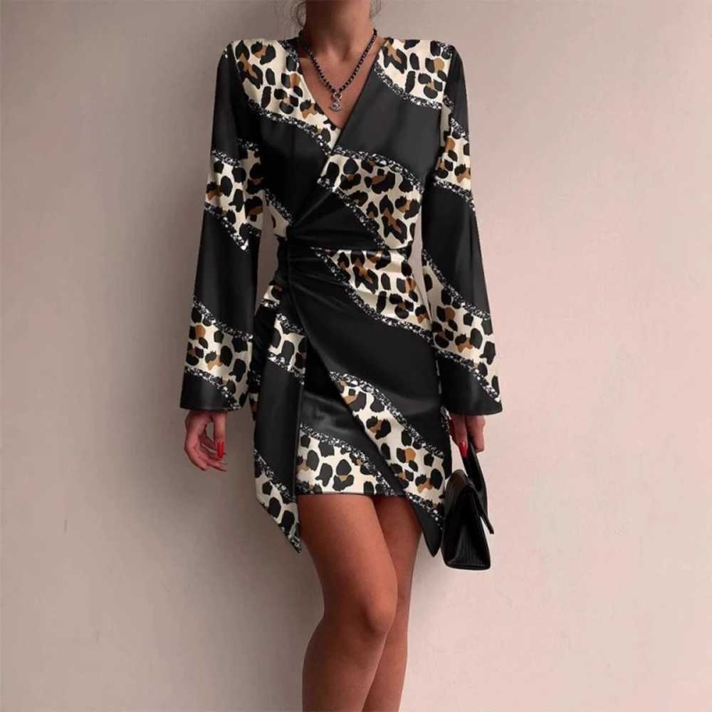 ZARA Womens Trendy Digital Print Midi Long Sleeve Casual Elegant Shirt Dress